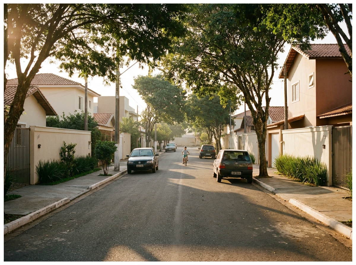 Rua do bairro com vida cotidiana