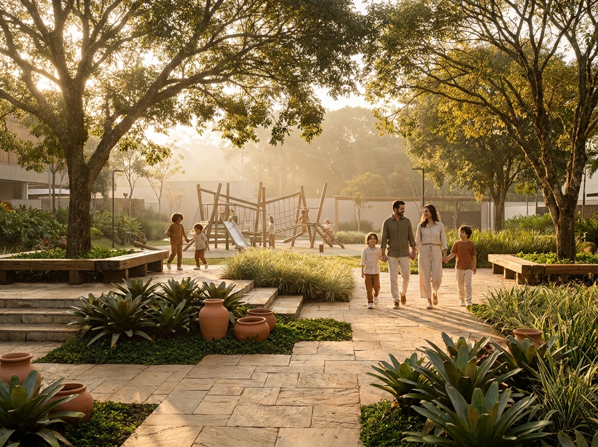 Praça do Boulevard com playground e área de lazer