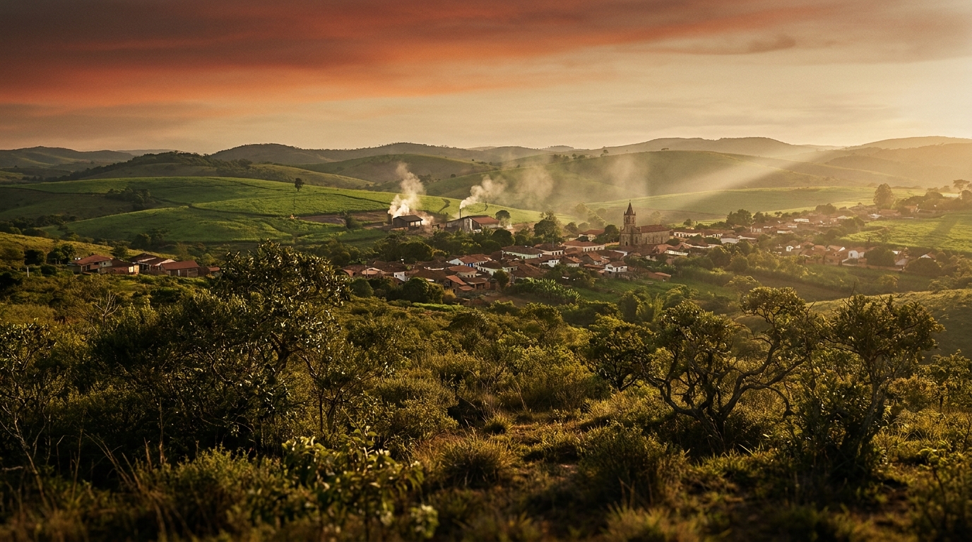 Paisagem de Salinas no norte de Minas Gerais ao entardecer